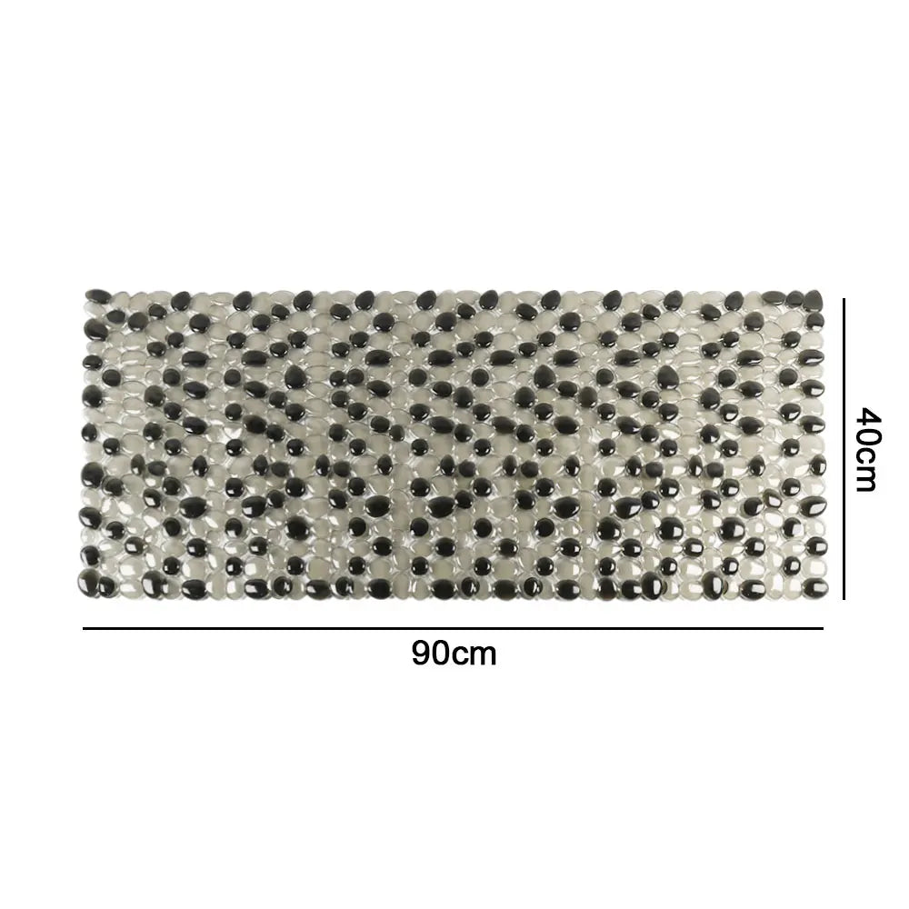 tapis bain anti dérapant pierres pvc moderne noir translucide salle bain grande taille suction