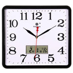 horloge murale carrée quartz aiguille classique cadre marron cadran blanc salon cuisine decoration murale