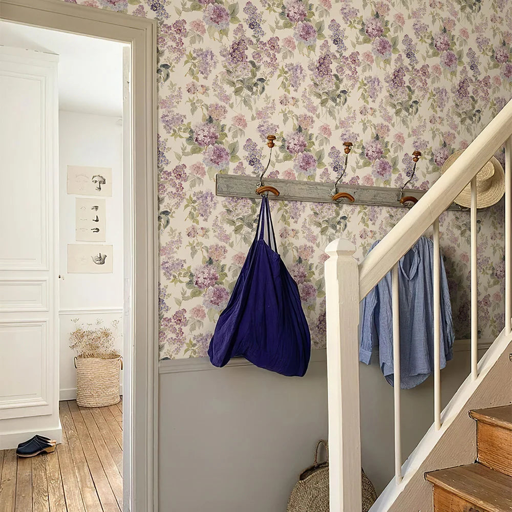 papier peint fleurs violettes adhésif pvc relief intérieur salon chambre enfant cuisineOpaque papier peint