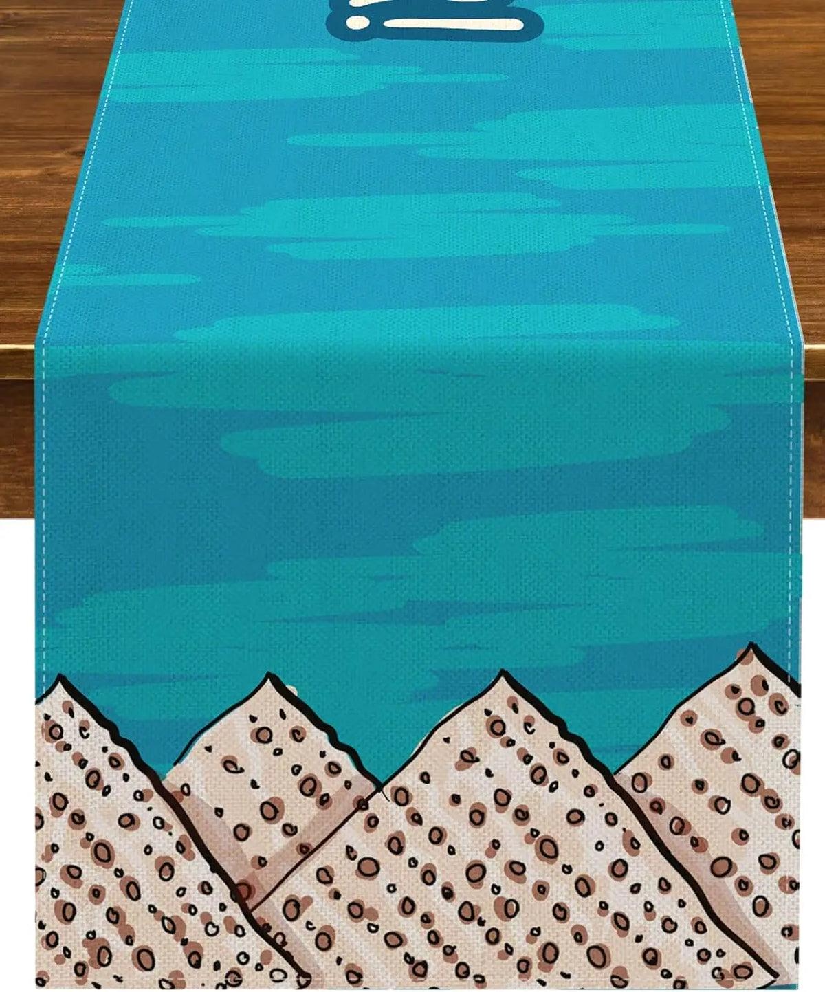 Illustration d'un paysage montagneux avec un ciel bleu et une texture ponctuée.