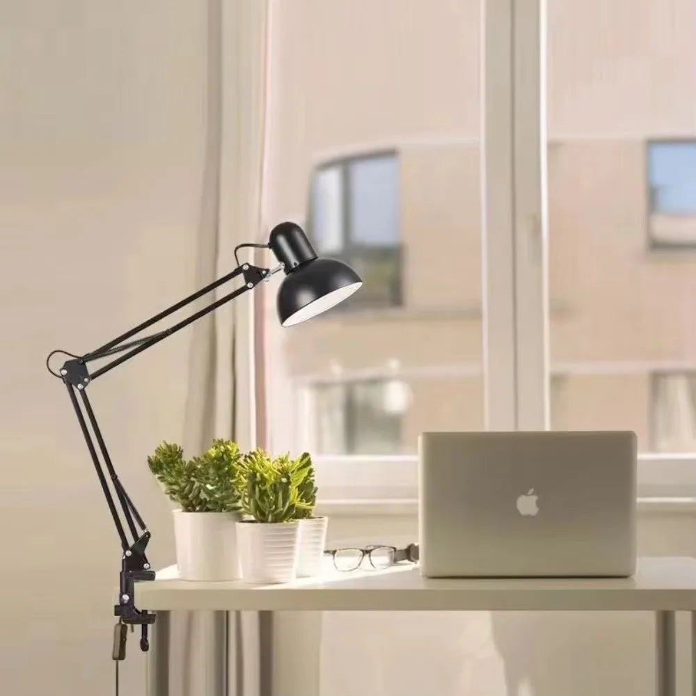 lampe moderne articulée noir blanc flux lumineux faible clip table flexible étude chambre