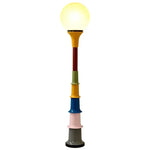 lampe sol moderne ampoule led blanc multicolore rayures horizontales interrupteur pied haute qualité