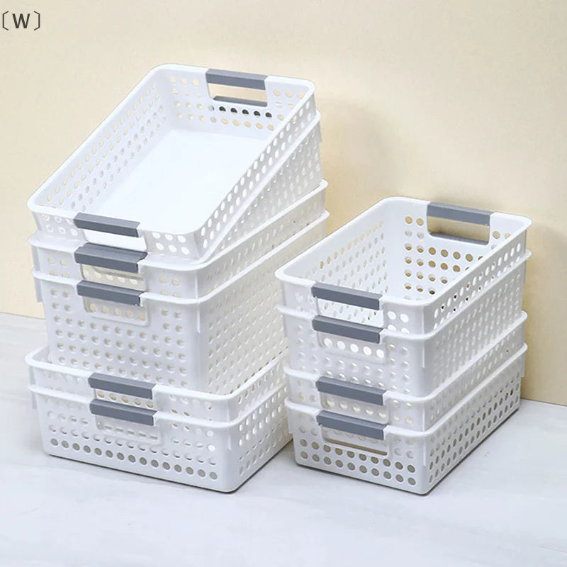 paniers rangement plastique blanc perforations carreaux moderne minimaliste utilitaire officesupply