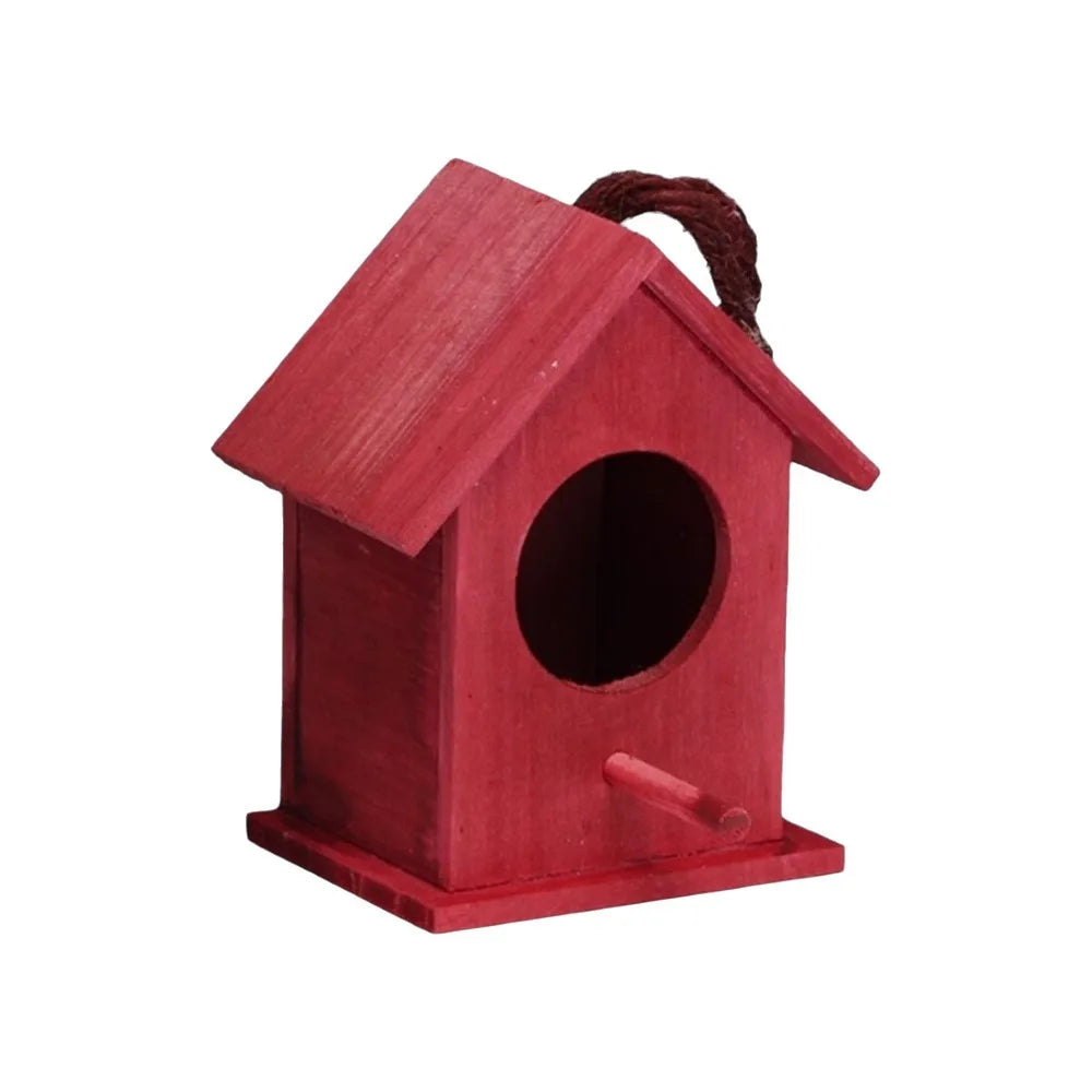 nichoir oiseaux extérieur bois résistant intempéries cordelette suspension porte floral relief bleu clair blanc