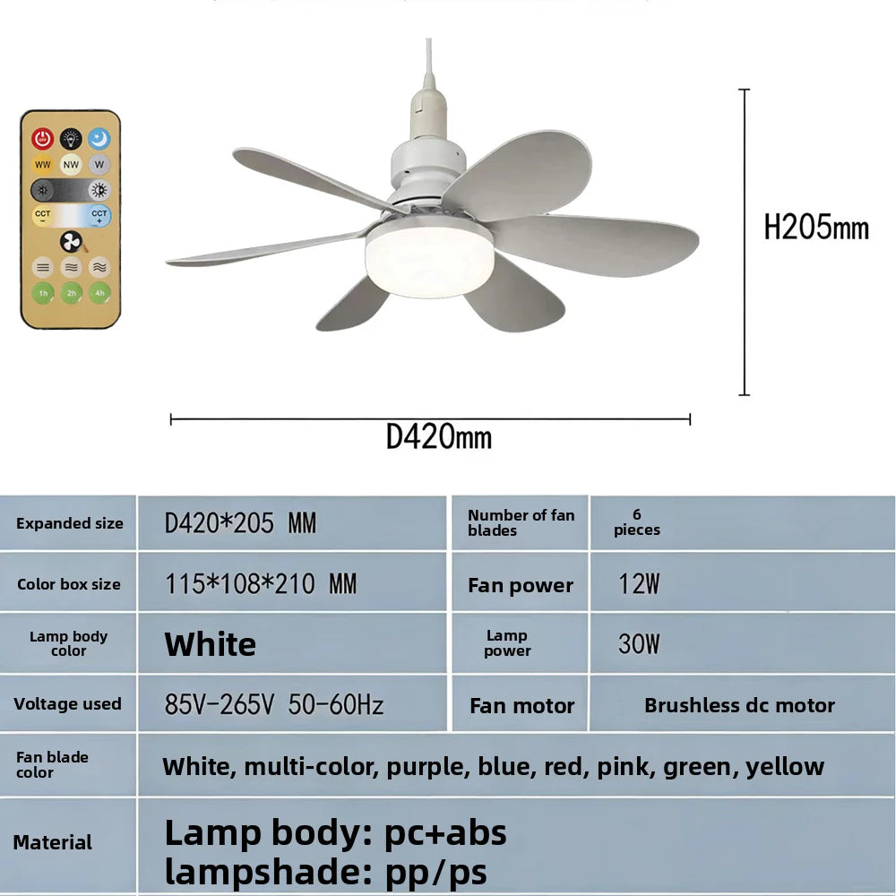 ventilateur lumière led 30w 40w blanc moderne télécommande éclairage salon