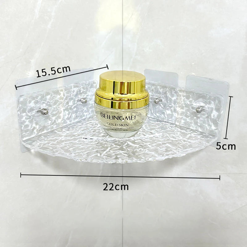 étagères salle bain transparentes texturées modernes clips fixation réutilisables acrylique