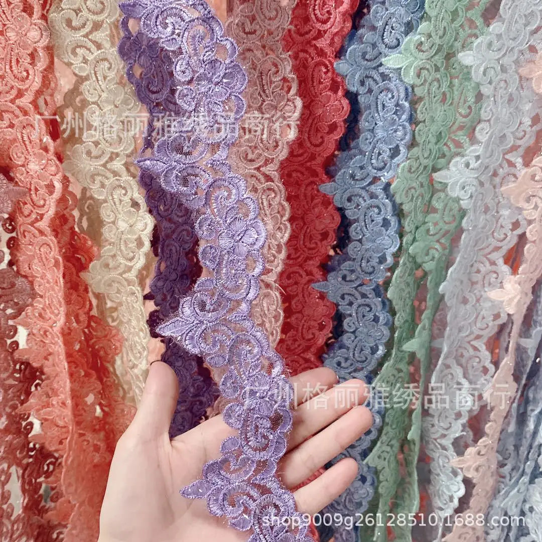 ruban dentelle floral orange violet bleu vert blanc rose mariage classique élégant ajouré polyester