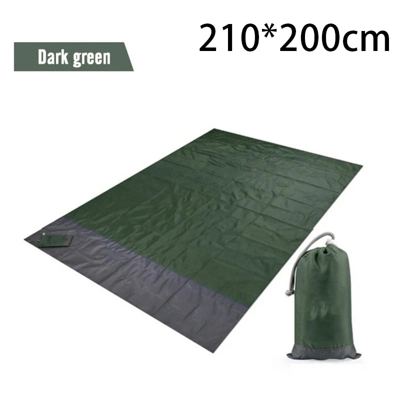 tapis plage imperméable bleu moderne sac rangement clous carabiner camping