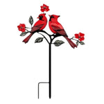 sculpture jardin moderne motifs fleurs insectes stylisés rouge noir vert blancextérieur decoration amusante fait
