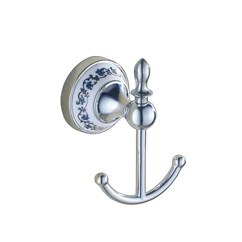 accessoires salle bain argenté ornements floraux classique porte serviettes anneau crochet vis assemble chrome
