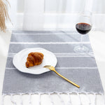 serviette table rayée moderne bleu clair vert rose gris jaune orange violet coton polyester