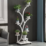 meuble plantes moderne minimaliste noir doré blanc structure arborescente plateaux simples
