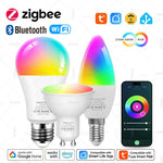 ampoules led intelligentes e27 blanc multicolore rgb transparentes modernes technologiques compatible alexa google