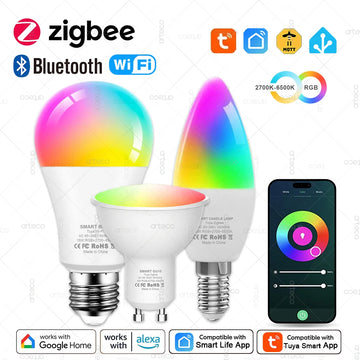ampoules led intelligentes e27 blanc multicolore rgb transparentes modernes technologiques compatible alexa google