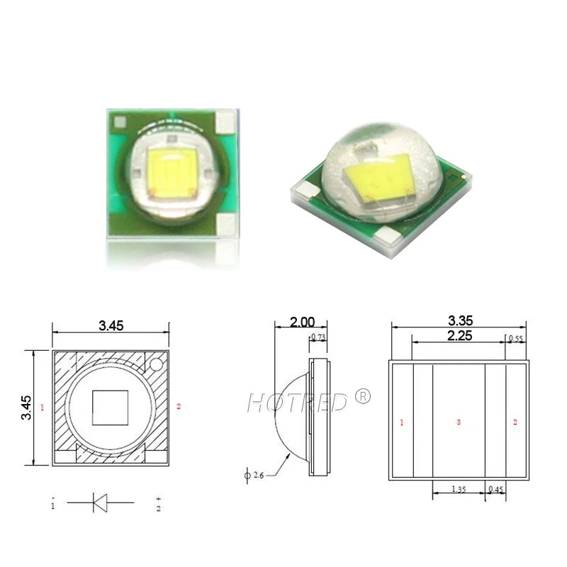 LED 3W XPE 3535 Blanc Froid Chaud Bleu Câbles Modernes Technologiques