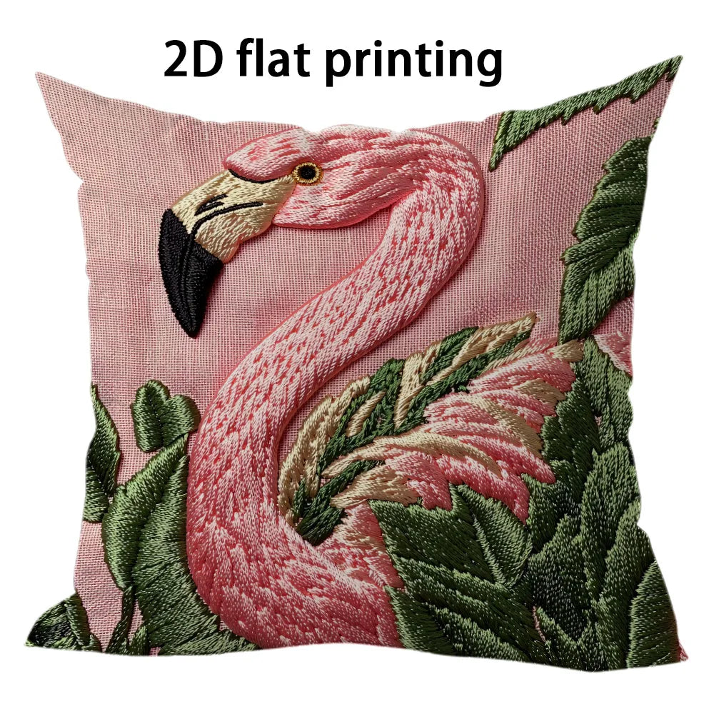 taies d'oreiller moderne flamants roses motifs floraux couleurs vives rose verte maison 45x45cm