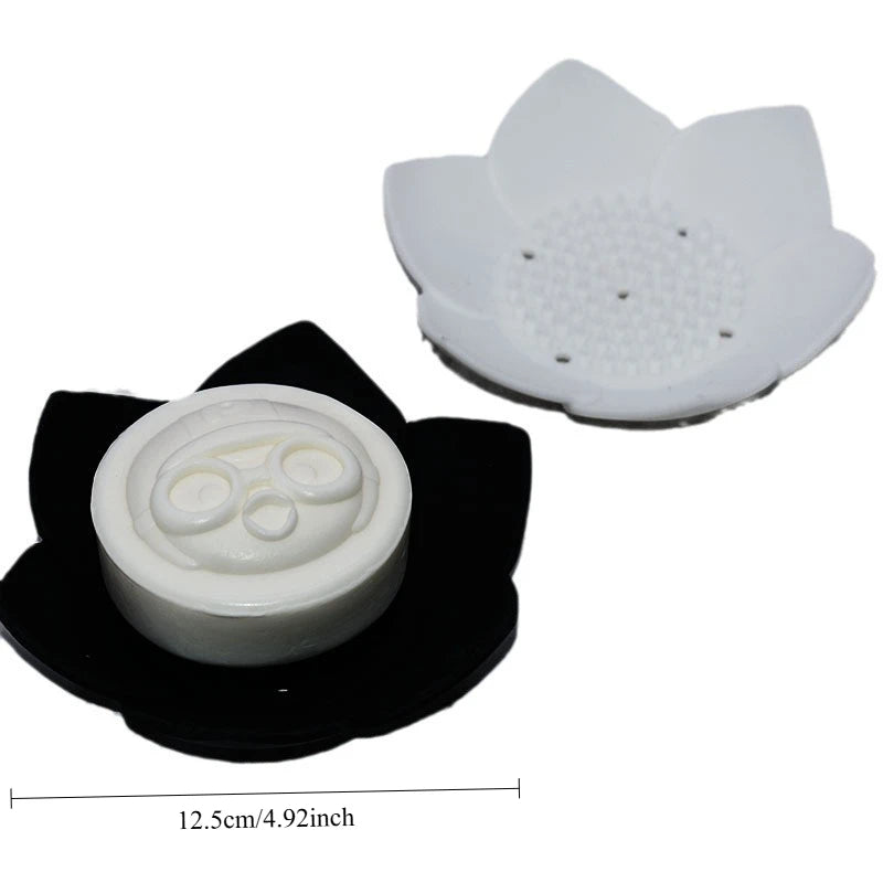 porte savon silicone fleur lotus noir blanc gris rose vert bleu violet moderne salle