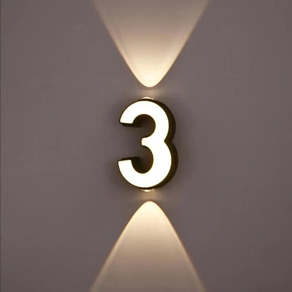 numéro lumineux led blanc noir moderne ip65 adhésif 7w minimalisteintérieur extérieur
