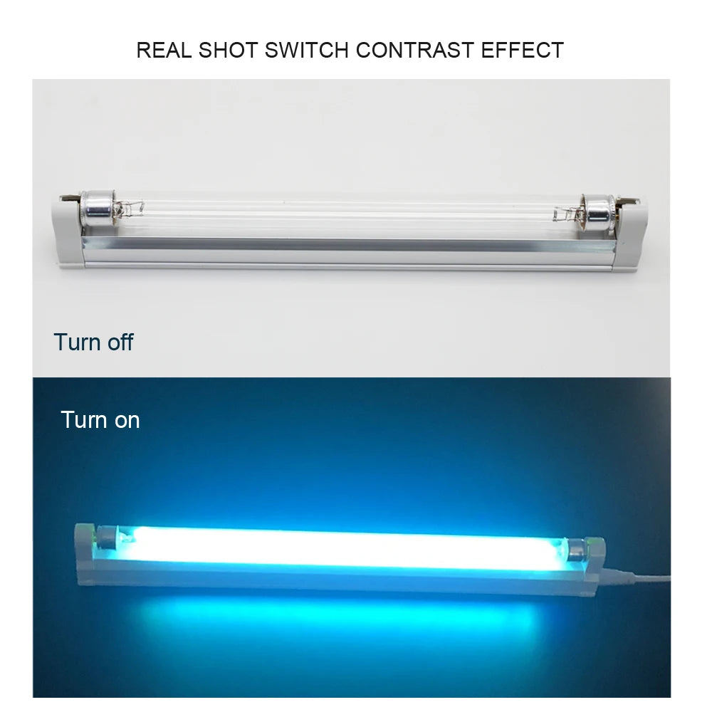 lampe uv stérilisation ozone 6w 8w blanc bleu moderne transparent cable prise us eu