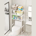 étagère rangement moderne multi niveaux blanc noir grande capacité sans perforation machine laver toilette