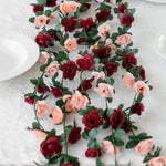 guirlande fleurs artificielles roses feuilles vertes décoration mariage fête maison jardin extérieur longue tige