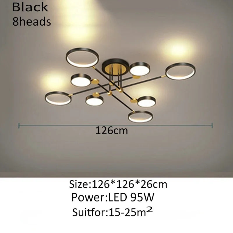lampe suspendue moderne led noir doré circulaire minimaliste métal certifications flux lumineux télécommande
