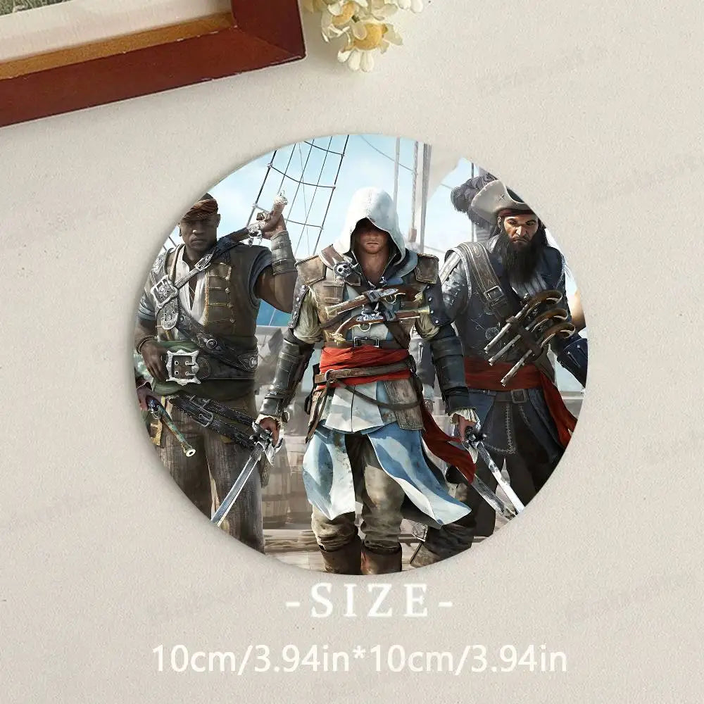 coasters multicolores assassin's creed personnages réalistes table hygiène bois écofriendly moderne domestique