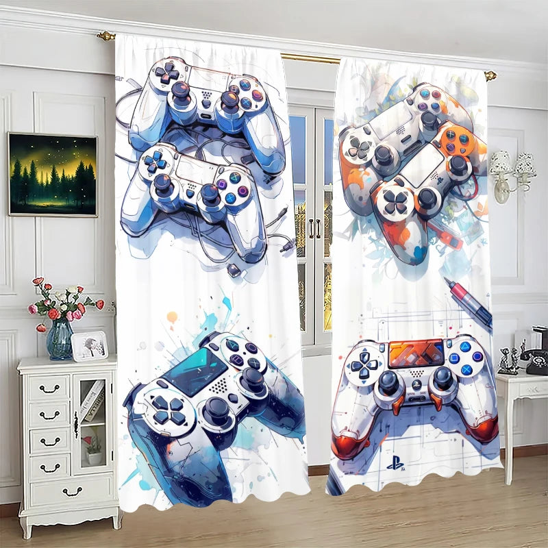 rideau moderne blanc manettes jeu opacité 100% polyester panneaux intégrée graphique chambre salon