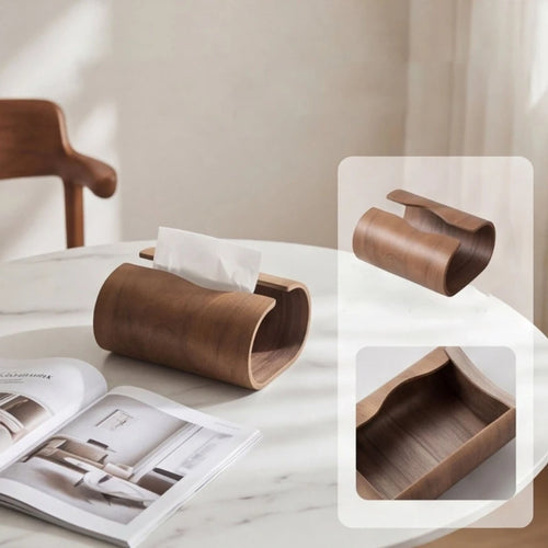 boîte mouchoirs bois marron clair moderne rangement papier toilette minimaliste grain naturel