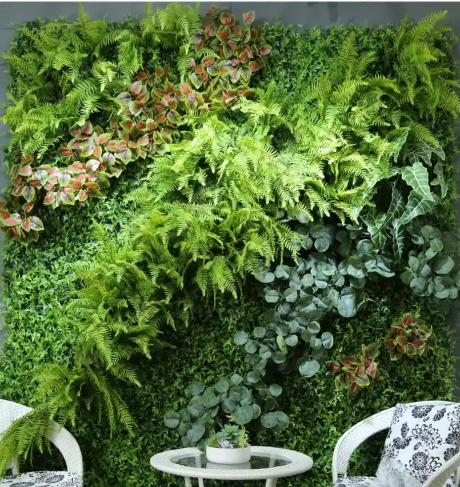 plantes artificielles feuilles fines vertes brunes modernes accrochables extérieures decoration murale naturelle