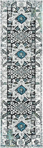 tapis géométrique bohème rouge bleu noir polyester salon chambre moderne