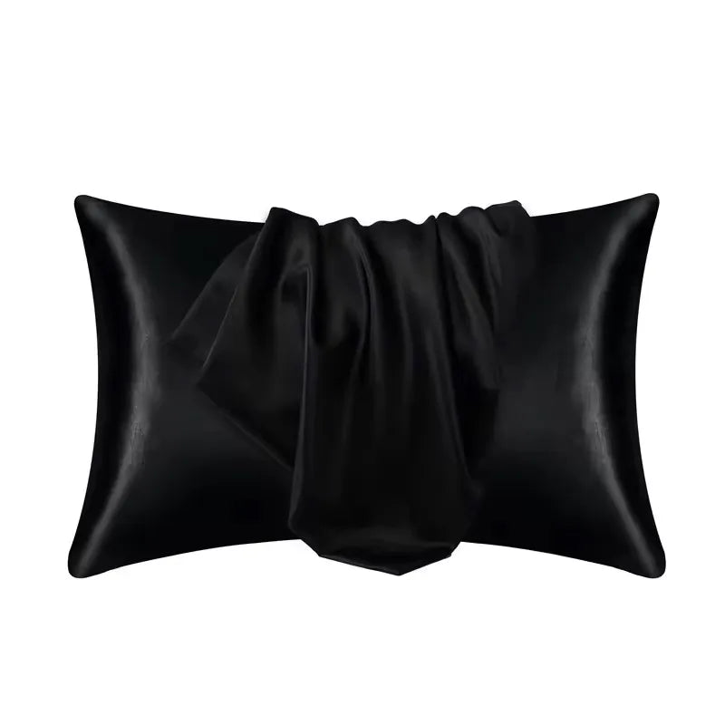 protège oreiller satin violet rose noir champagne moderne doux lit coton polyester