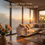 film décoratif fenêtre adhésif statique cercles multicolores protection uv isolation thermique moderne