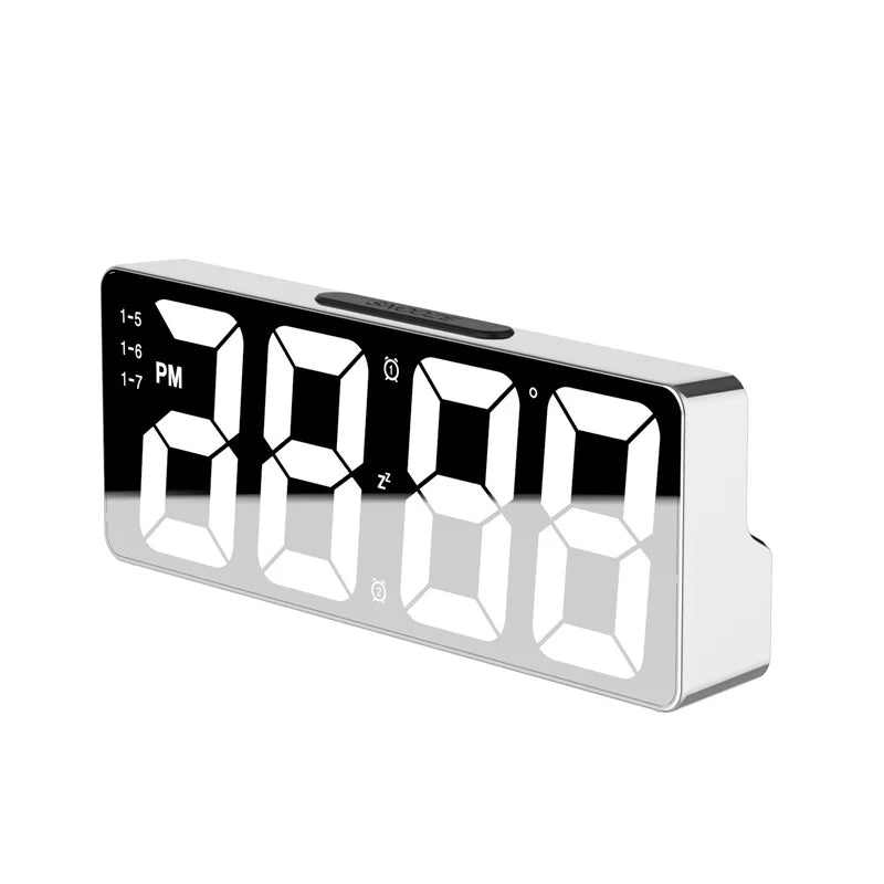 horloge numérique moderne alarme date température réglable luminosité multifonctionnelle LED gris noir