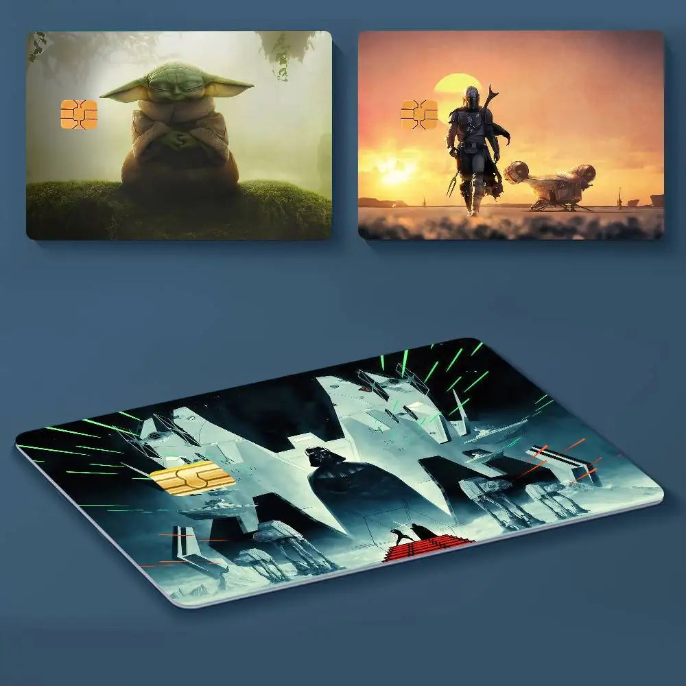 autocollants carte bancaire star wars images films vert beige noir orange bleu blanc adhésifs