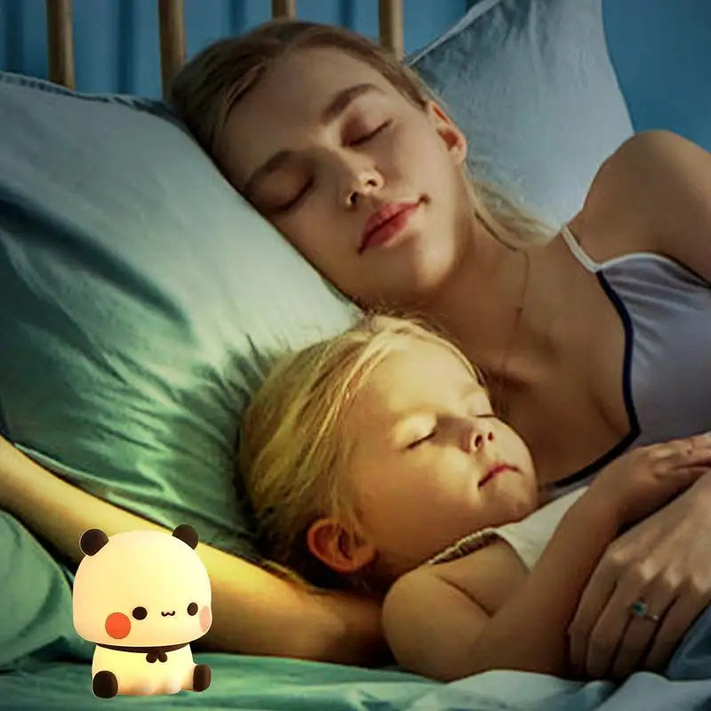 veilleuse nuit panda mignon blanc noir orange modes dimmable tactile enfant chambre maison