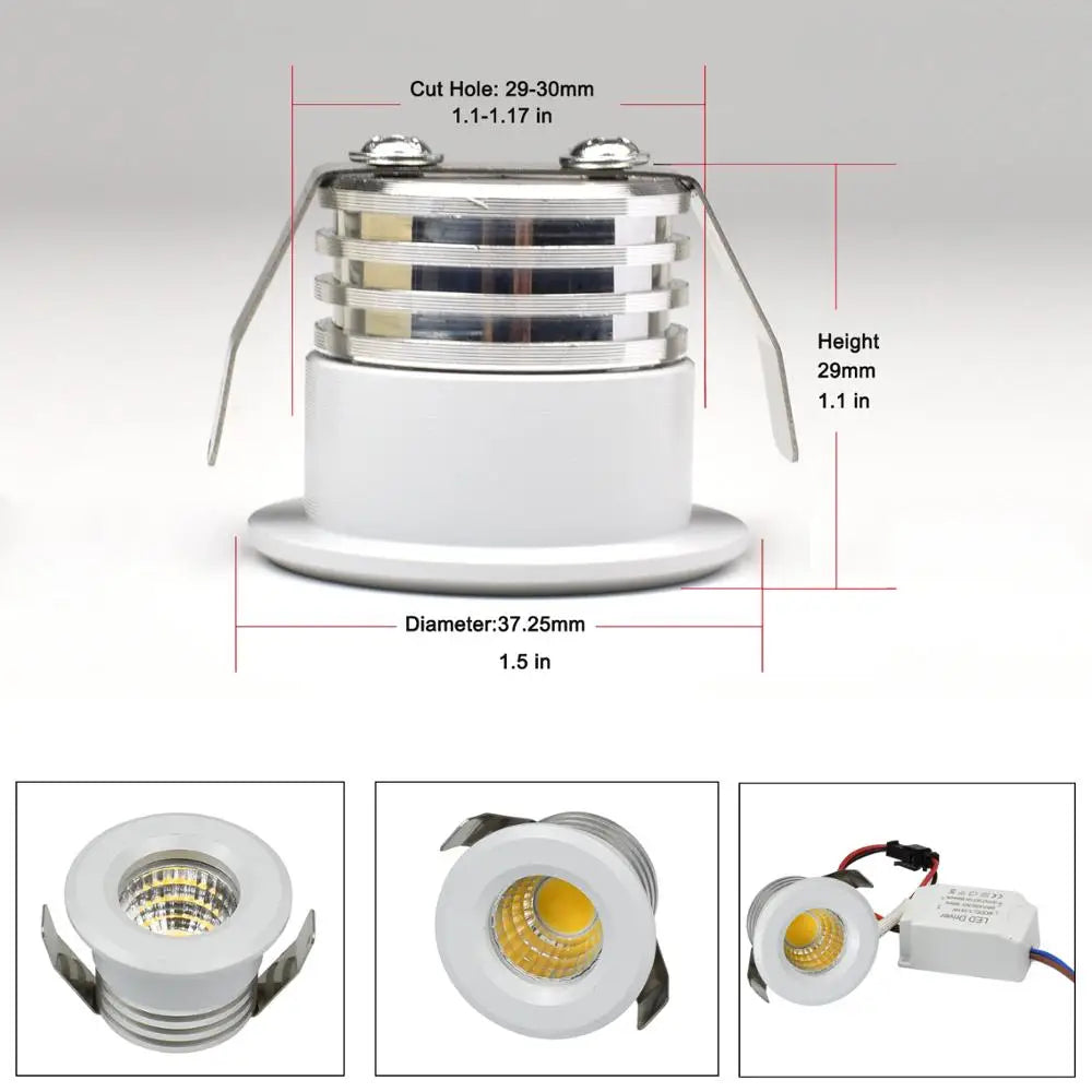 Spot LED moderne 3W 270lm dimmable noir blanc adaptateur câbles 29 30mm