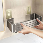 étagère murale moderne trois niveaux gris métallisé adhésif salle bain porte savon porte serviettes
