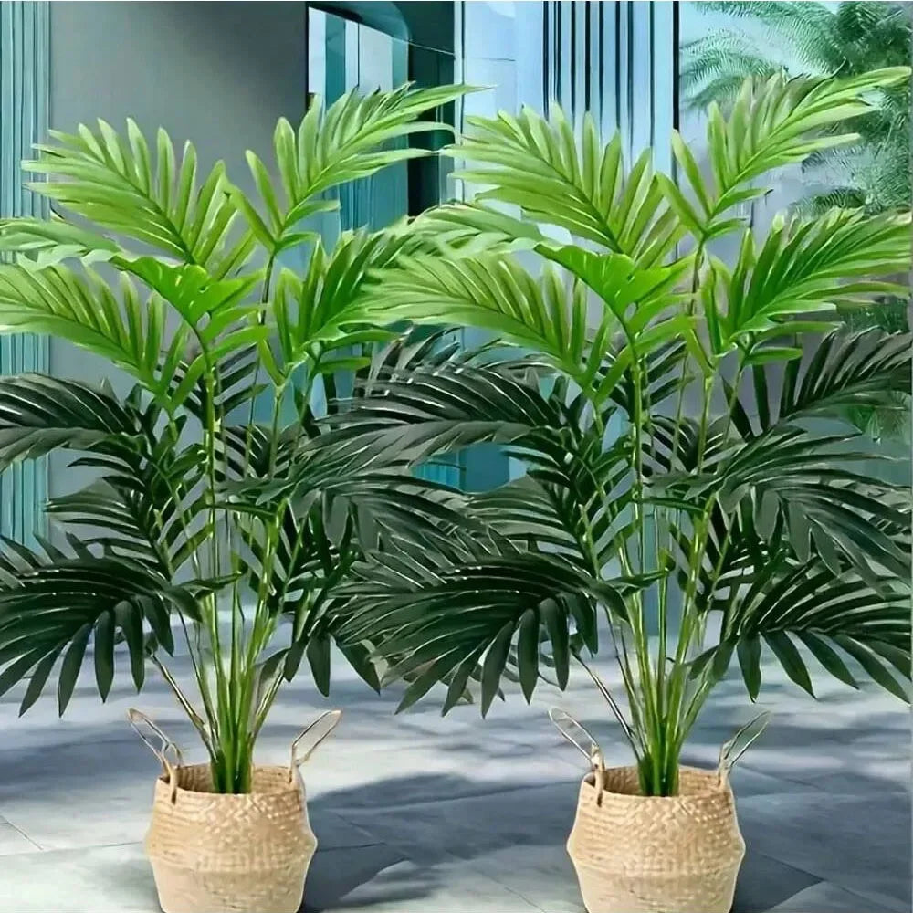 plantes artificielles palmiers feuilles vertes modernes decoration exterieure arbre artificiel pot opaques 68cm 83cm