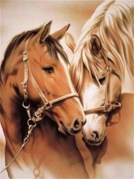 broderie animaux chevaux toile coton 11CT 40x50cm aiguille fil plan