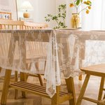 nappe dentelle florale table manger réutilisable polyester coton semi transparent beige clair vintage bohèmeextérieur