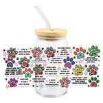 tasse verre couvercle bois ballons animaux fleurs halloween goess spooky transparent unique