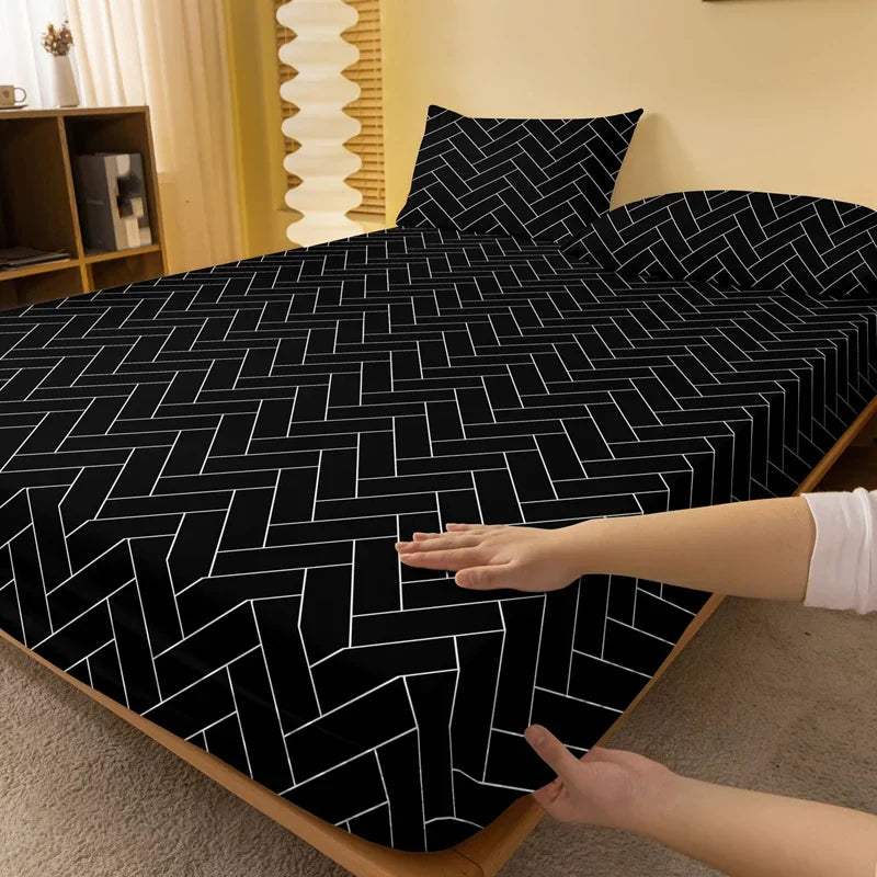 drap plat rayures diagonales noir blanc moderne taille diverses chambre coucher maison