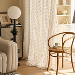 rideau moderne semi transparent polyester motifs petits points colorés salon chambre 150cm 200cm 250cm