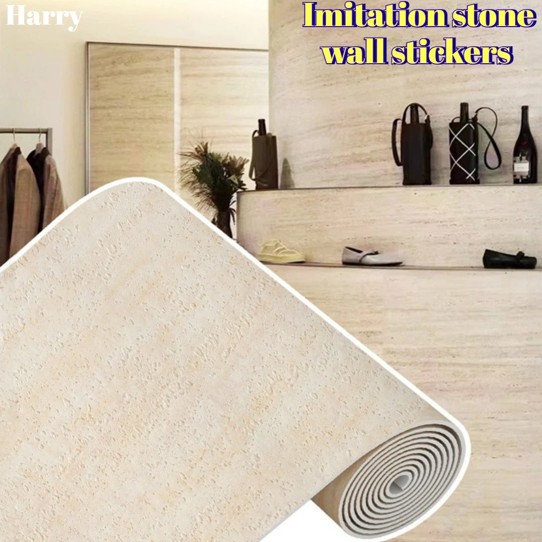 autocollants muraux imitation pierre naturelle moderne beige clair adhésif durable flexible intérieur