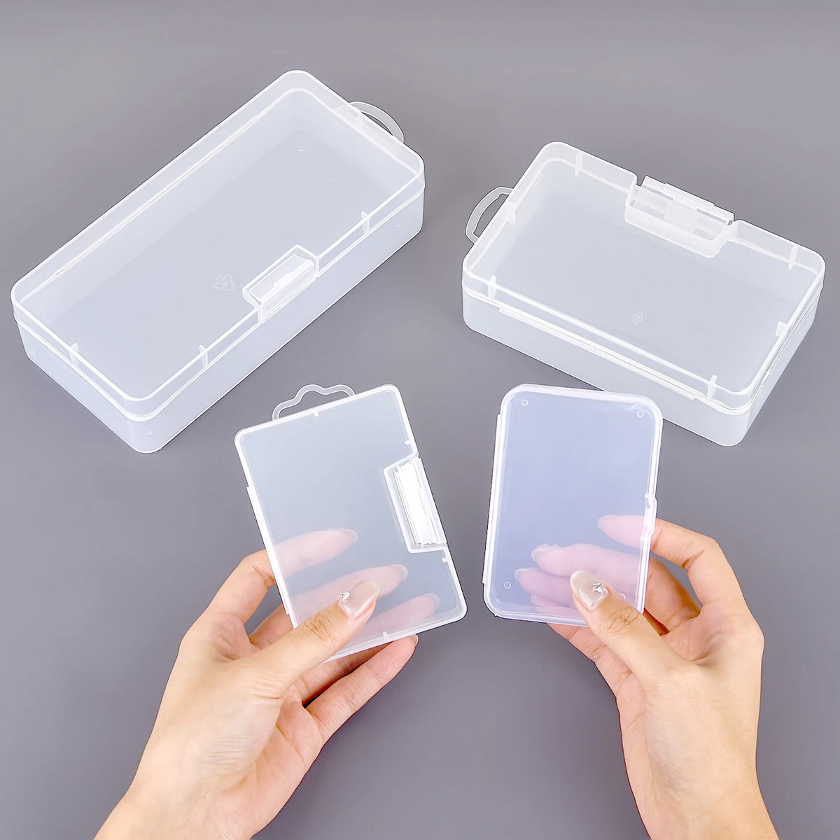 boîtes rangement transparentes multifonctionnelles poignées pratiques scies ciseaux bobines fil