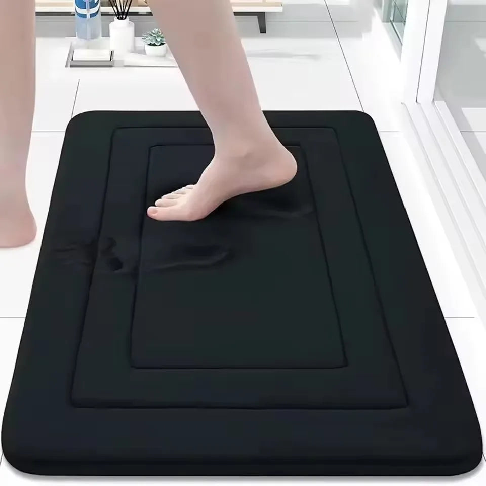 tapis bain moderne gris absorbant antidérapant doux machine lavable mémoire forme salon