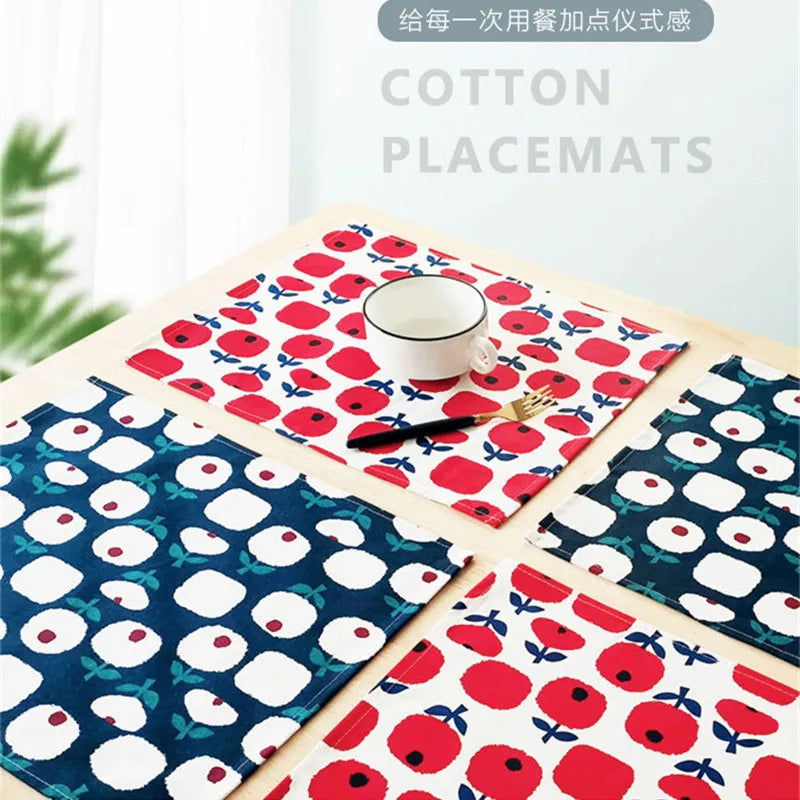 nappe table motif floral moderne rouge blanc bleu marine tissu coton polyester decoration intérieure