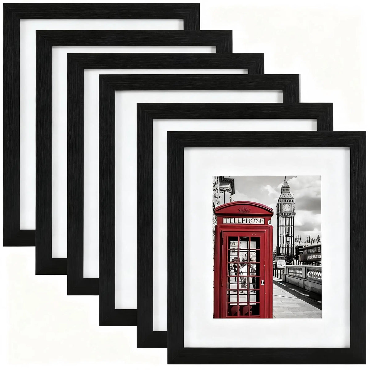 cadres photo bois moderne noirs 11x14 inch plusieurs tailles panneau transparentintérieur Londres Tour Eiffel