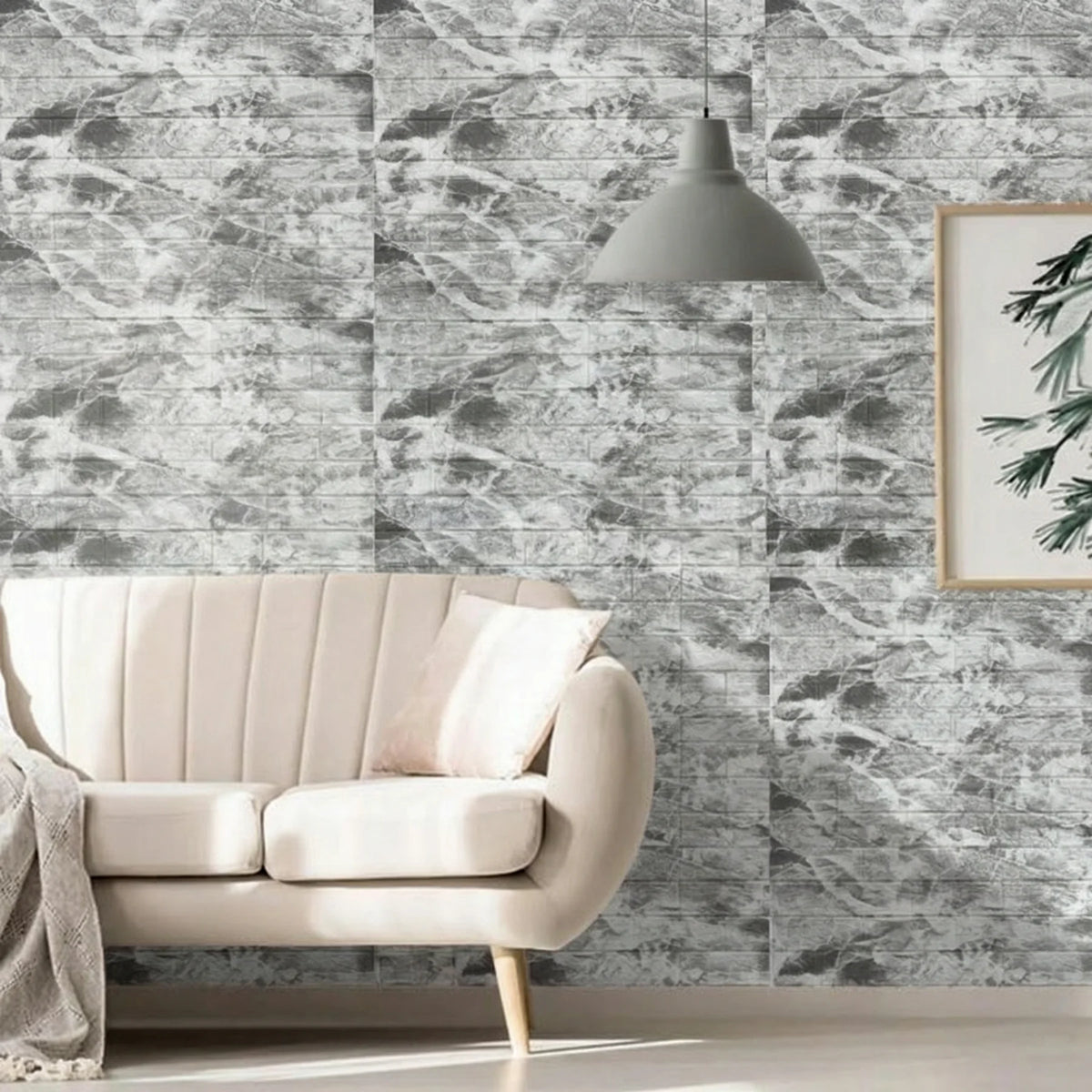 papier peint adhésif murale effet brique texture rétro moderne blanc beige marron intérieur